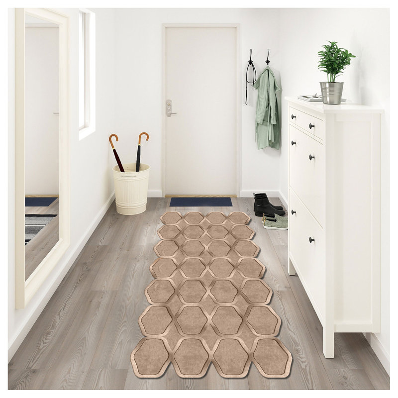 Premium Hall Carpet, Mink Color, 31.5 x 118.1 Inches | 100% Polyester, 1200 g/m² | Non-Slip Leather Sole, Antibacterial, Machine Washable, Easy Cleaning Fabric, Pile Height: 0.4 Inches | Perfect for Home Entryways