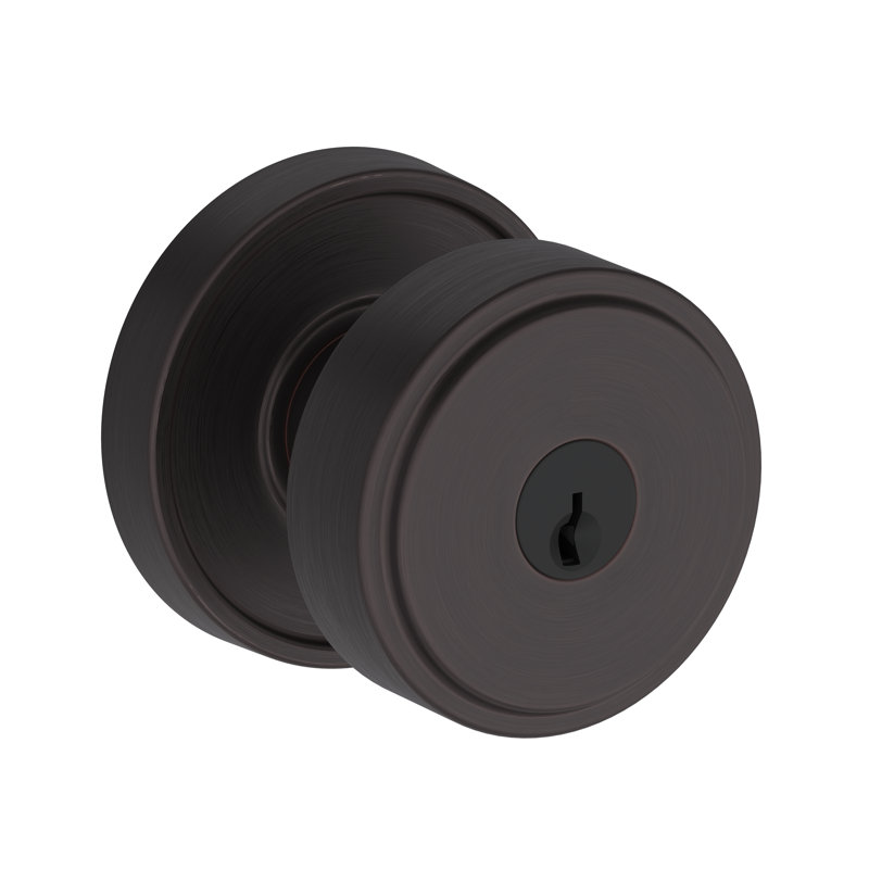 Vashon Keyed Entry Knob with Recessed Round Rose in Satin Nickel, Venetian Bronze