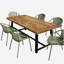 7 Pieces Outdoor Modern Dining Set with Stackable Chair, Green