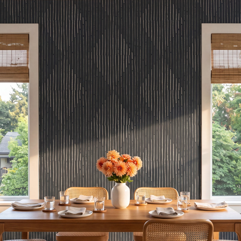 Organic Diamonds 10' L x 24" W Wallpaper Roll, Black, Paper, Self-adhesive