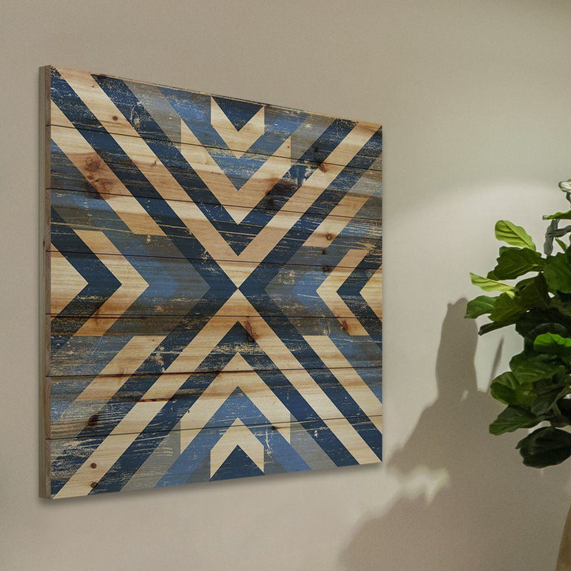 Converging Blues - Impression sur bois, H 12 po x l 12 po x P 1,5 po