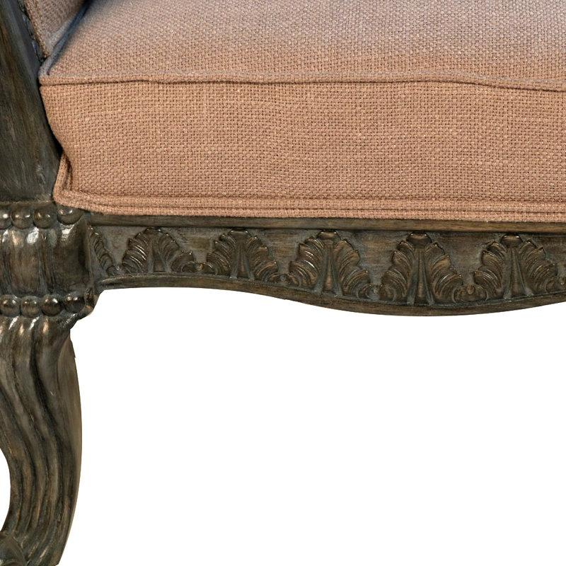 Fauteuil Attia, Polyester brun clair, Bois brun