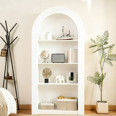 78.74" Tall 4-Tier Arched Bookcase with Open Display Storage Shelf