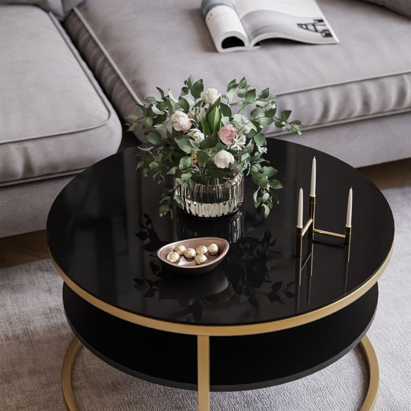 Knowlson Coffee Table, Black/Gold