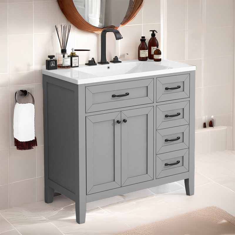Meuble-lavabo simple 36 po avec comptoir en céramique Passarelli