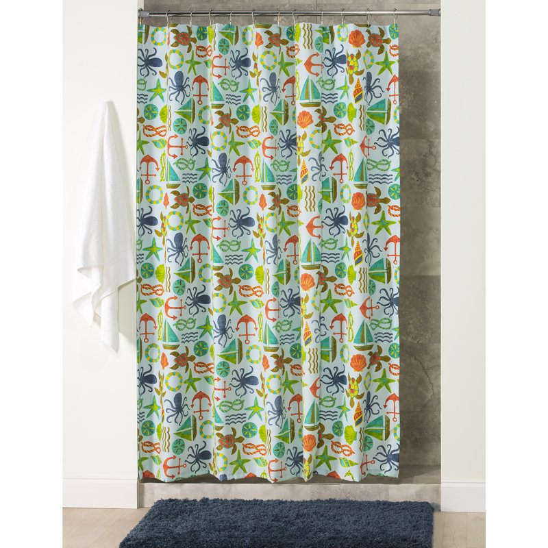 Seapoint Blue Nautical Polyester Shower Curtain