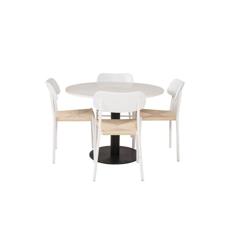 Bakewell 4 - Person Dining Set, White/Beige