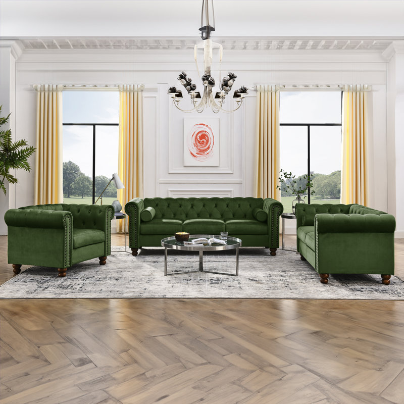 Jumal 3 - Piece Velvet Living Room Set