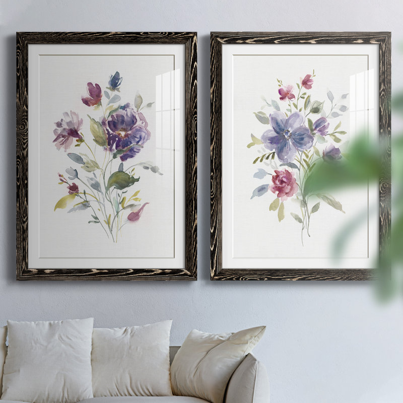 Couleur variété I - ensemble de 2 peintures, H 37,5 po x l 55 po x P 1,5 po, Papier encadré noir