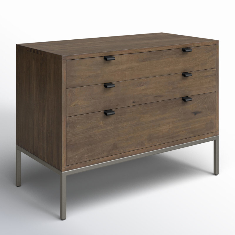 Trey 3 - Drawer Solid Wood Dresser, Auburn Poplar