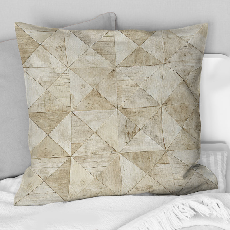 Coussin Beige Modern Triangle II - Modern, H 18 po x l 18 po