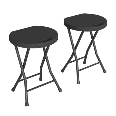 Folding Stool Chair with Handle, Portable Heavy Duty Round Foldable Stool, Non-Slip Feet, 600Lbs Capacity, 18 Inch Foldable Stool for Dorm, Kitchen, Vanity, Church and Outdoor Use