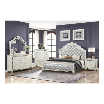 Milan Mirror Framed Dresser made with Wood in White