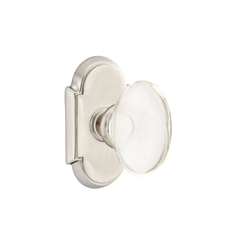 Privacy Hampton Knob with # 8 Rose, Satin Nickel