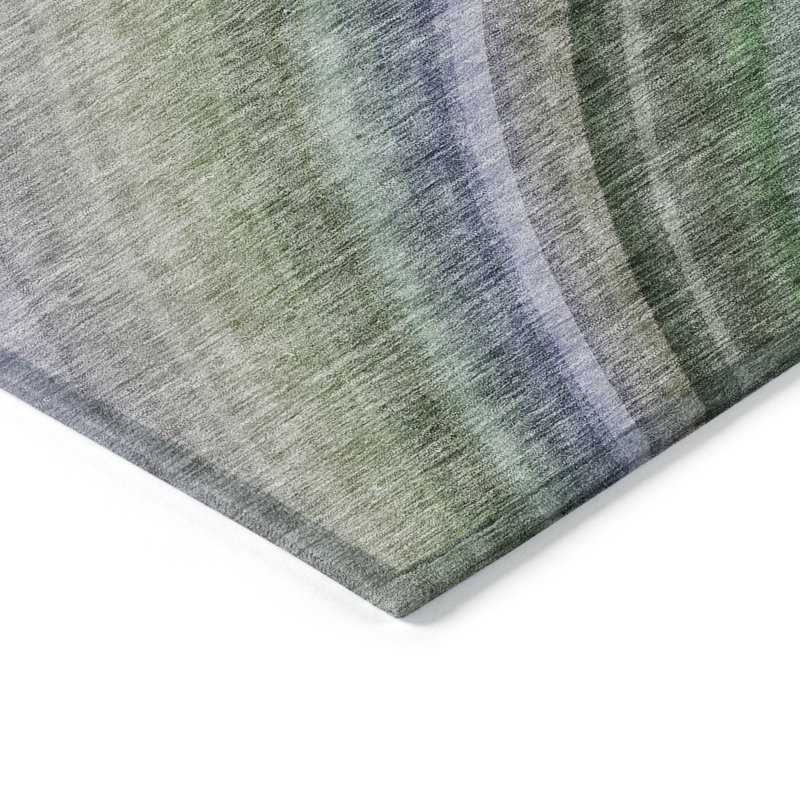 Tapis d'extérieur lavable 8 pi x 10 pi bleu sarcelle vert artichaut abstrait vert