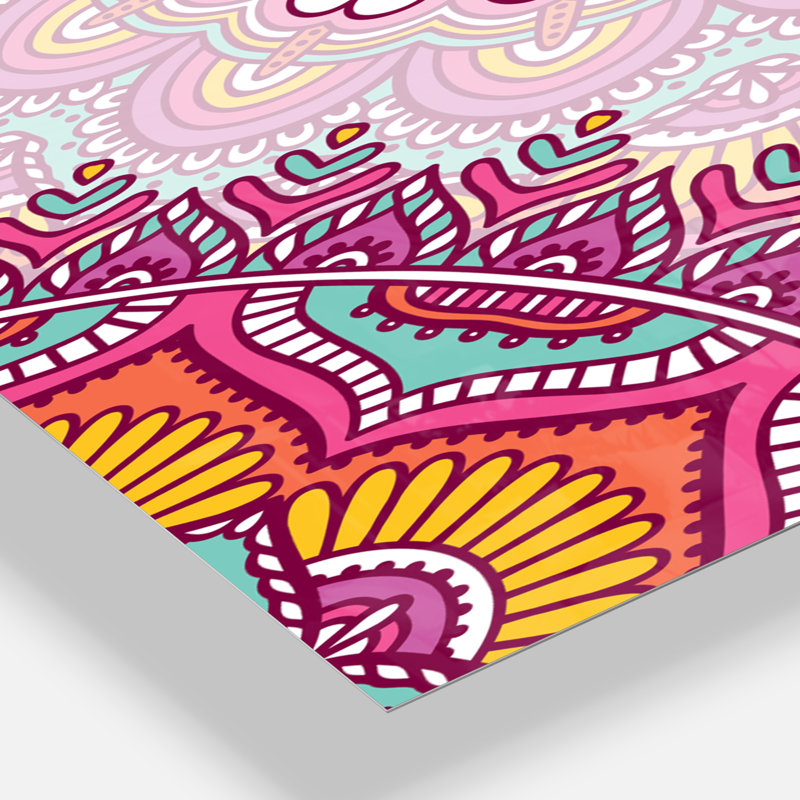 Ethnique floral rose Mandala - horloge murale moderne, Très grand