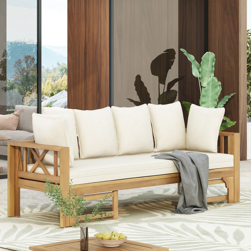 Lit de jour Rustic Terrace - Bois et eau - Déversement extérieur de style coussin de siège -