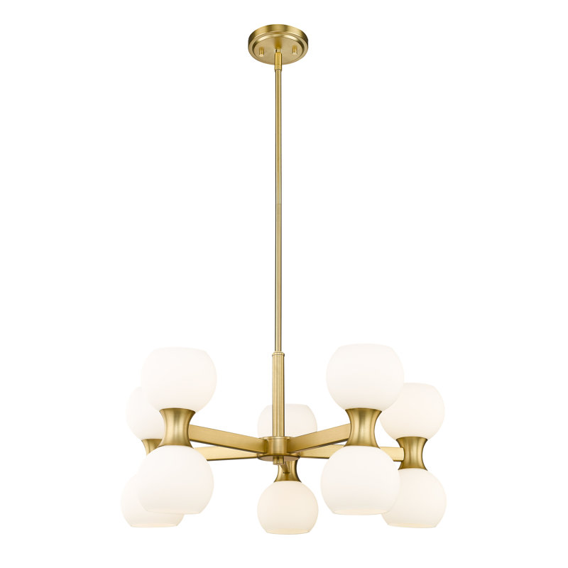 10 - Light Dimmable Geometric Chandelier, Modern Gold