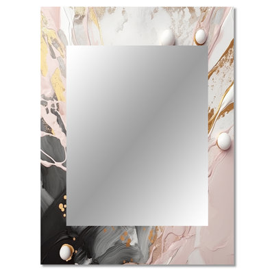 Grey And Pink Mysterious Marble - Marble Unique Mirror, Gray Large Wall Mirror, Printed Metal Art