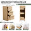 Armoire de rangement autoportante 12 po avec trois tiroirs, chêne clair 12 po