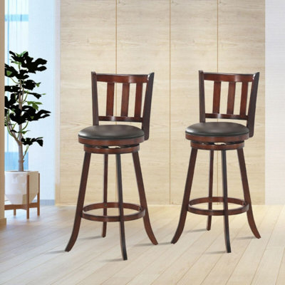 Ensemble de 2 tabourets de bar pivotants en bois à 360 degrés avec siège rembourré