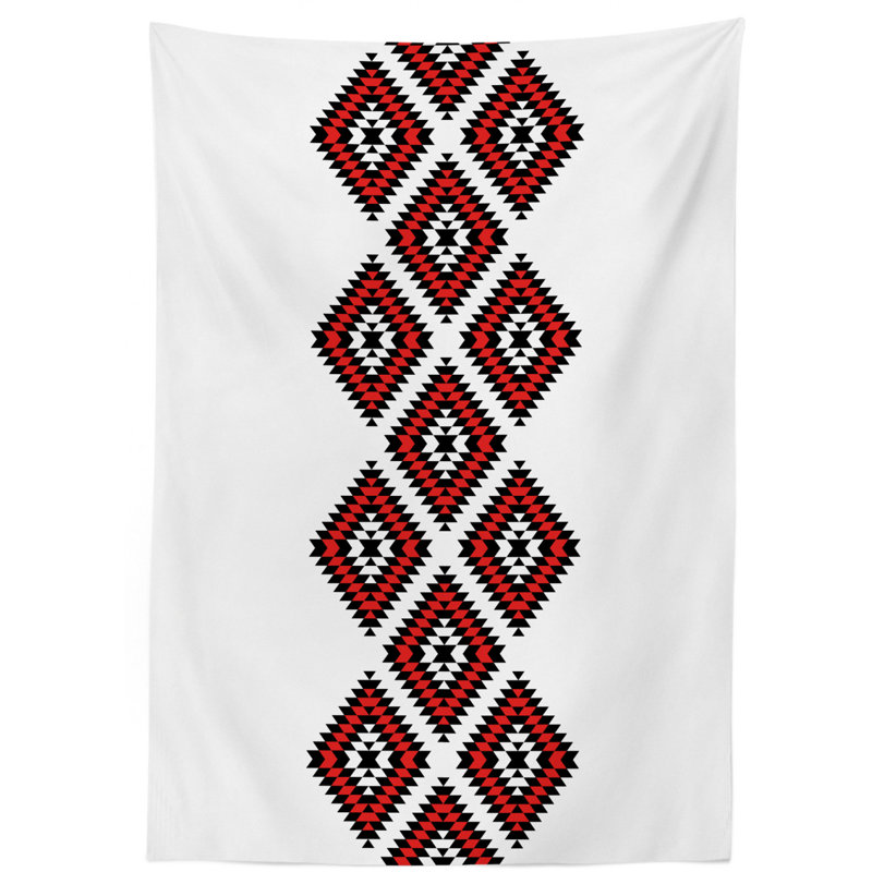 Native American Zig Zag Aztec Motifs with Ornaments ImageTablecloth