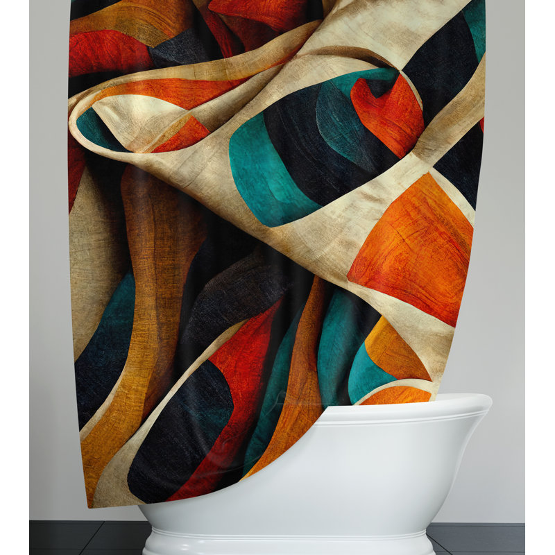 Rideau de douche abstrait, H 72 po x l 70 po