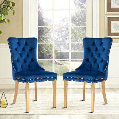 2 Pcs High-End Tufted Solid Wood Contemporary Velvet Upholstered Dining Chair With Wood Legs Nailhead Trim,Upholstered dining room chair,dinning chair,kitchen chair