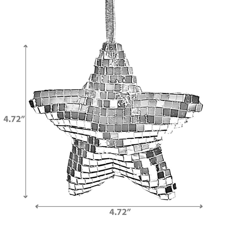 Ornement étoile disco suspendue (argent) - ensemble de 6