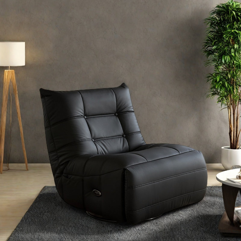 Modern comfortable wear-resistant rocking chair, Black Faux Leather