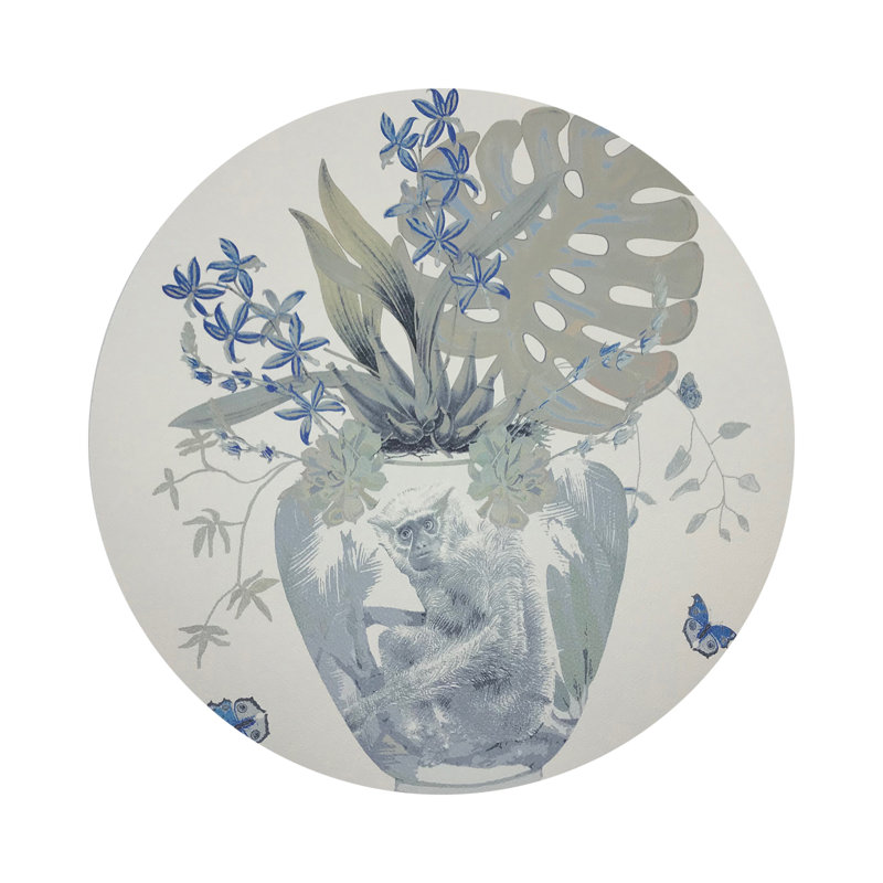 Monkey Large Jungle Pebble 16" Vinyl Placemat, Powder