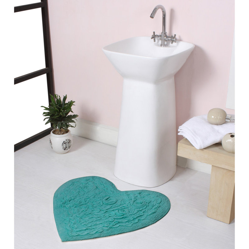 Tapis de salle de bain, L 25 po x L 25 po, Turquoise