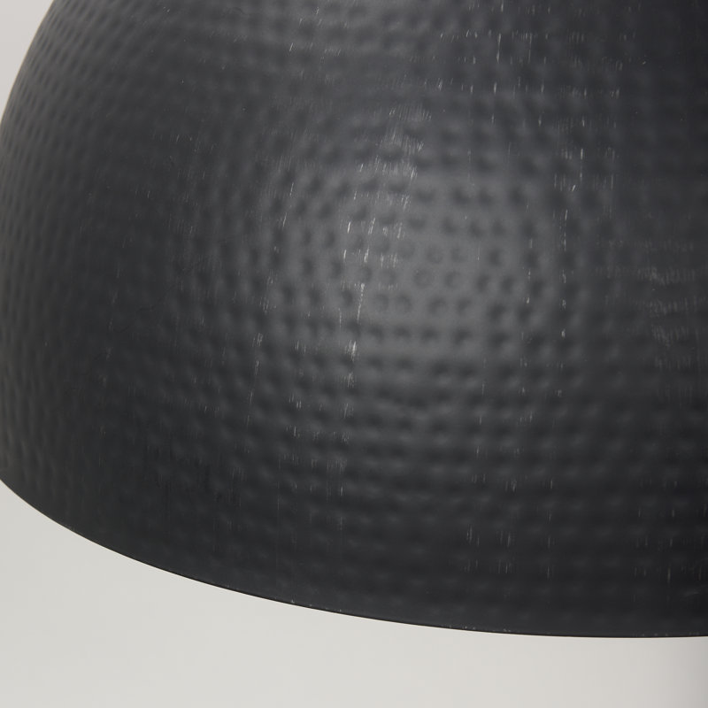 Cartie Hammered Metal Dome Pendant Light, Black, 17" H x 24" W x 24" D, Matte Black