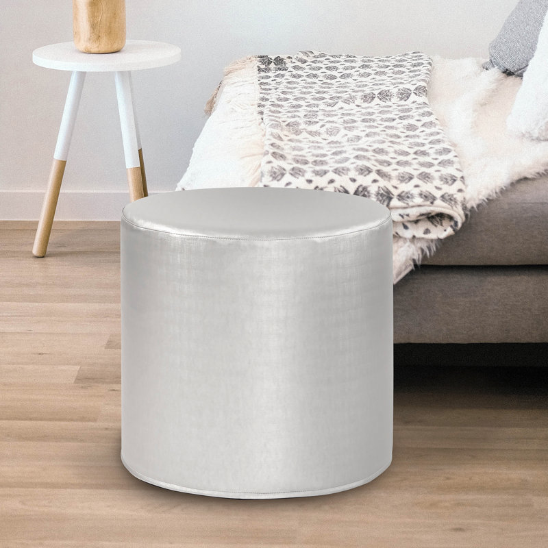 Contreras Upholstered Ottoman, Shimmer Mercury