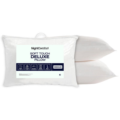 NightComfort Deluxe Medium Support Microfibre Pillows Pack of 2