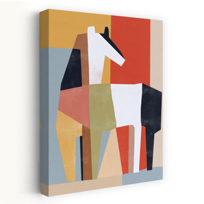 «Vibrant Geometric Horse Abstract», impression d'art contemporain