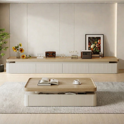 Japanese style coffee table paired with TV stand by Finaewg