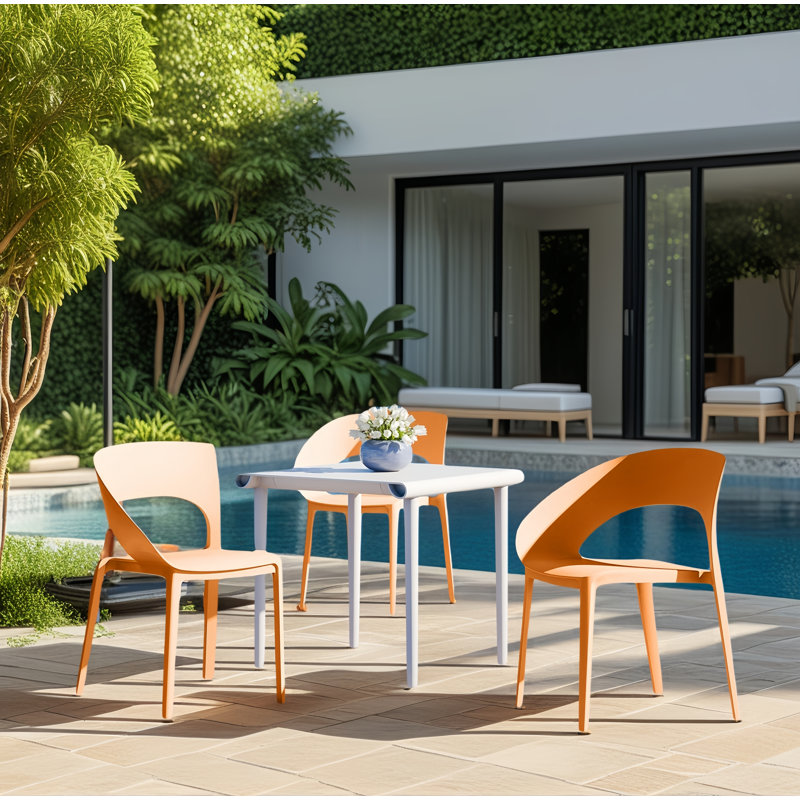 Ensemble de 4 chaises d'appoint modernes PP, Orange