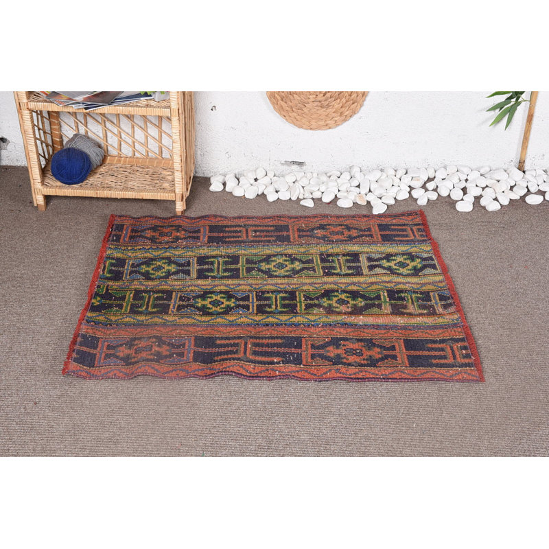 Orange Bedroom Rugs, Vintage Rugs, Bedroom Rugs, Home Decor Rugs, Turkish Rugs, 3x3.4 ft Small Rug