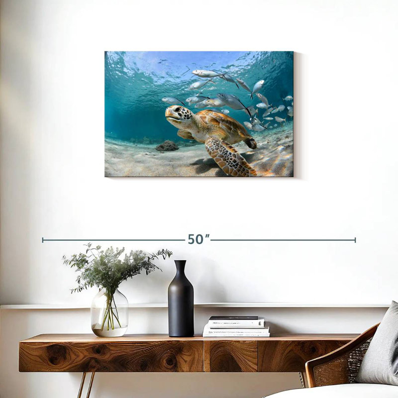 Fish School And Turtle, 20" H x 30" W