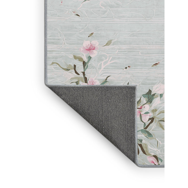 Tapis bleu soyeux et moelleux, Carré 6 pi