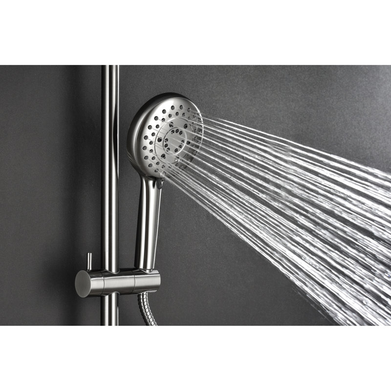 Shower Compound With 10" Rain Showerhead, 4 Hand Shower, Adjustable Slide Pin And Soap Tray In Brushed Nickel Blend Wire
