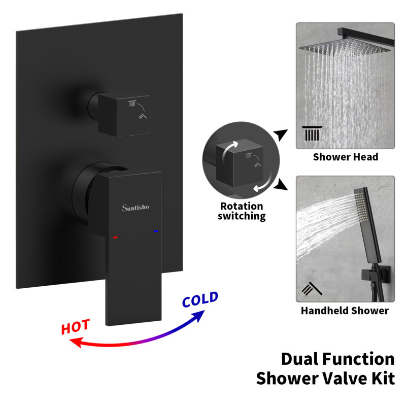 Système de douche moderne pour salle de bain en laiton et acier inoxydable