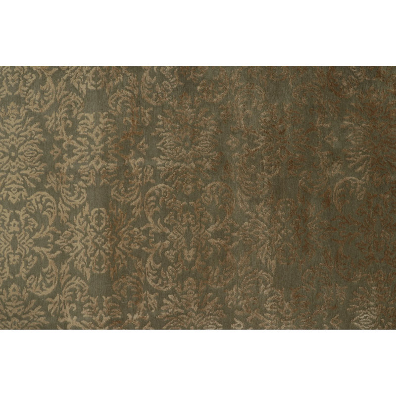Rug & Kilim’S European Style Rug In Green With Arabesque Patterns In Beige-Brown