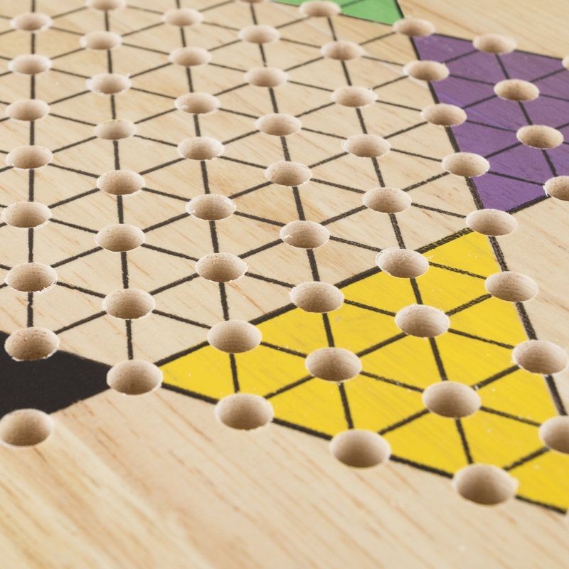 Chinese Checkers - 11-Inch Wooden Chinese Checkers Board Game for Kids Ages 6 and Up and Adults - Classic Puzzle Family Game for up to 6 Players with Wood Gameboard and 60 Colored Pegs by Hey! Play!
