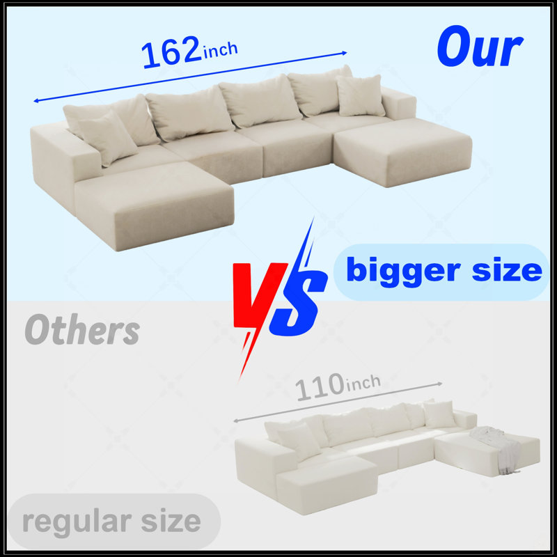 Oversized Sponge Cloud Sofa, Beige