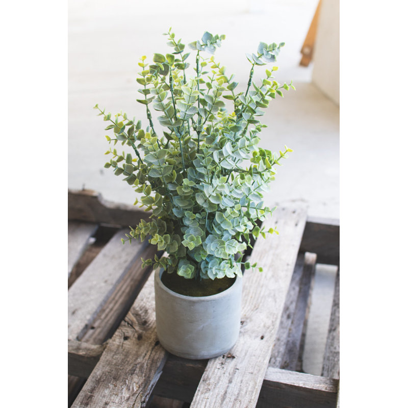  Buis artificiel dans un pot de ciment H 18 po Faux plante décorative verte