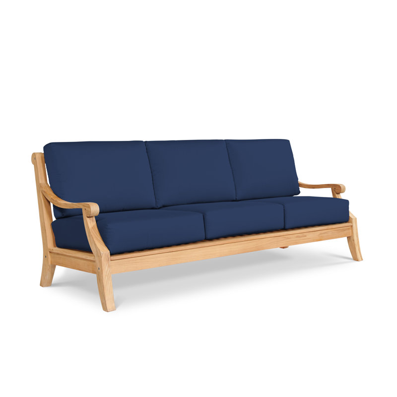 Khari Sonoma 3-Person Teak Outdoor Sofa, Canvas Navy Sunbrella® Canvas