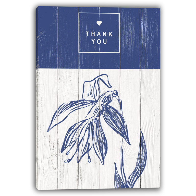 «Thank You», art mural sur toile à motif floral rustique, 36" H x 24" W