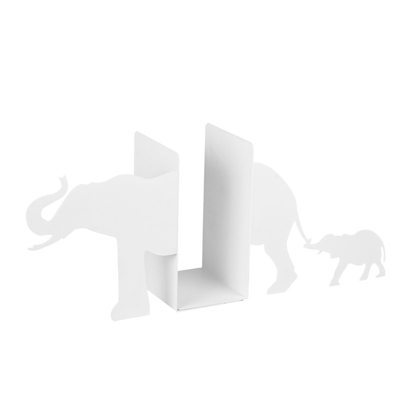 Serre-livres en métal durable, blanc, 21,7 po x 5,5 po x 8,7 po | Fabrication 100% métal, épaisseur: 0,05 pouce | Parfait pour organiser des livres et des magazines, design élégant pour la maison et le bureau